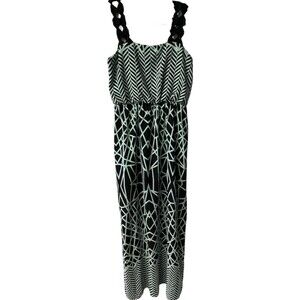 Sage Maxi Dress Womens Sz M Crochet Strap Southwestern Boho Casual Geometric